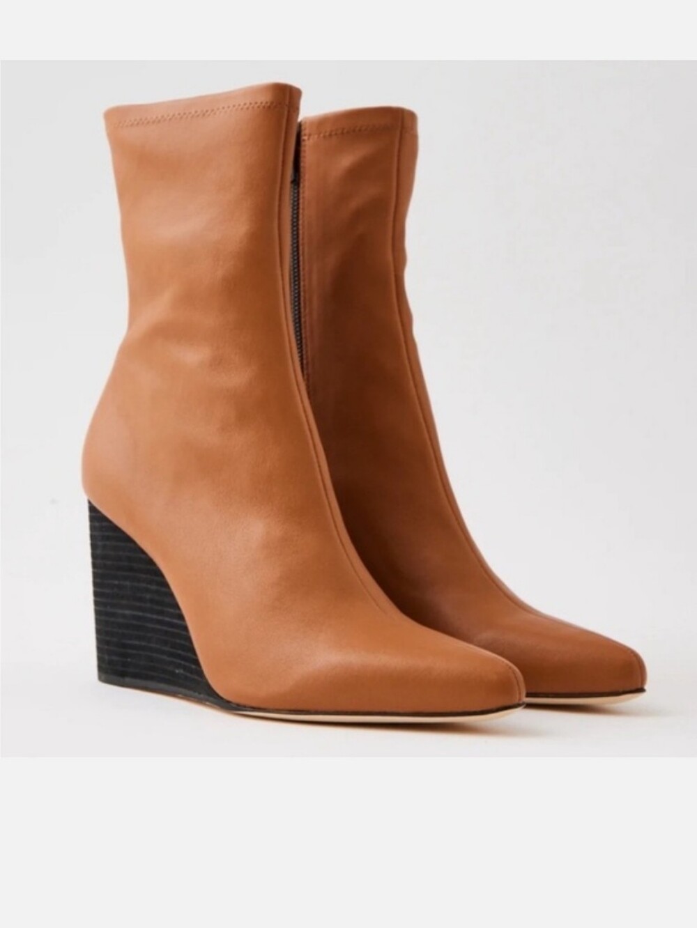 Rag & Bone Phoenix Wedge Leather Pointed Toe Mid-Calf Heeled Boots Size 39.5